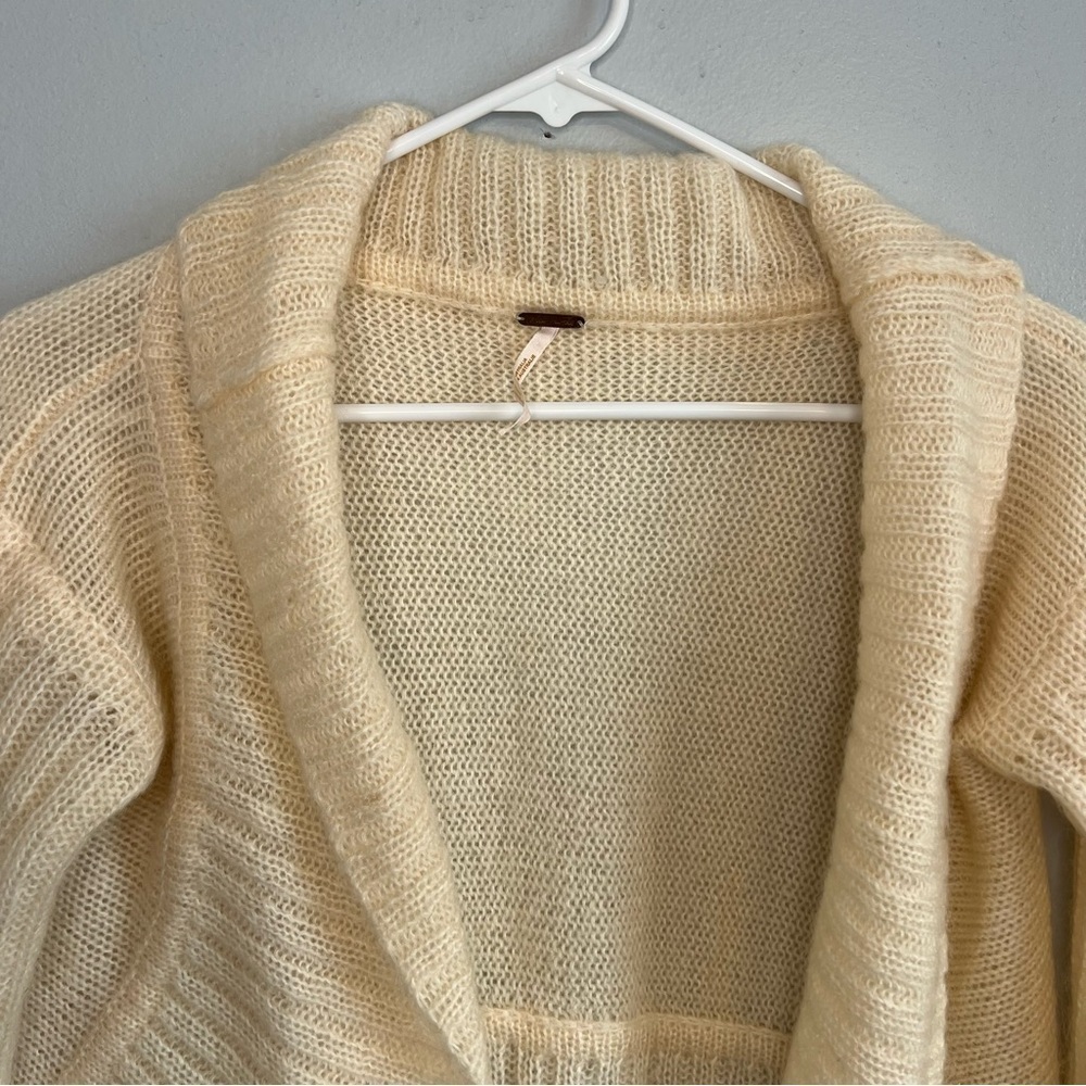 Free People Womens Mohair Blend Open Cardigan Cropped Cream Sz S Cottagecore - Picture 6 of 13